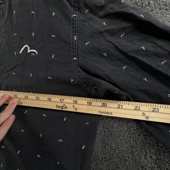 EVISU Genes Dark Gray Medium Long Sleeve Button Up Shirt AOP Logo Print Cotton - Picture 5 of 14